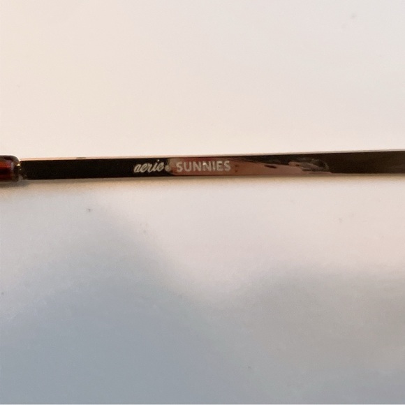 Aerie Gold Metal Rectangle Sunglasses Narrow American Eagle - Picture 4 of 8